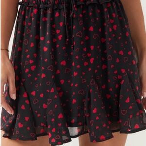 Francesca's Collections Black Skirt with Red Hearts size small